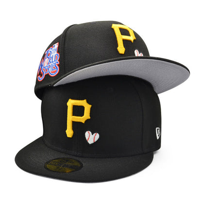 Pittsburgh Pirates 76th WORLD SERIES 1979 Exclusive TEAM HEARTS New Era Fitted 59FIFTY MLB Hat - Black