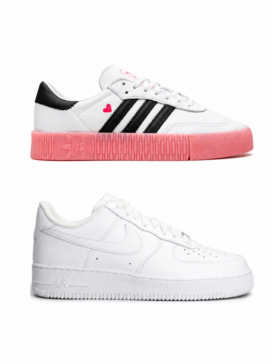 Adidas Samba + Nike Airforce 1 Duo Bundle | white & Pink + White