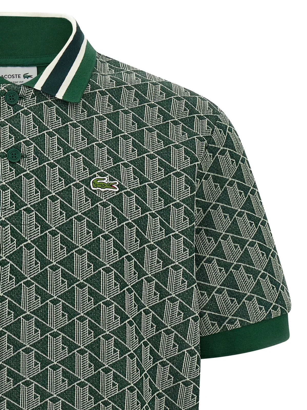 Lacoste monogram-jacquard polo shirt
