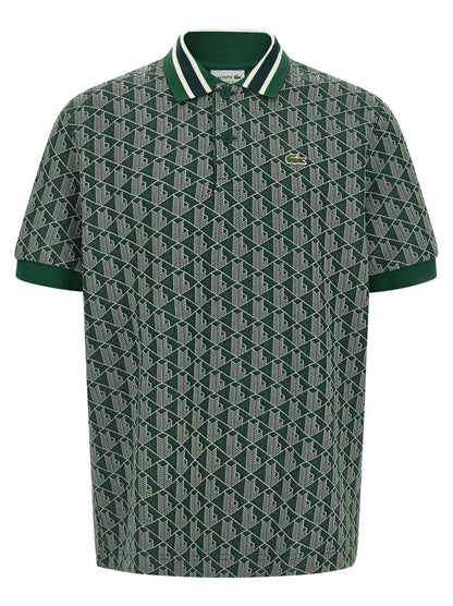 Lacoste monogram-jacquard polo shirt