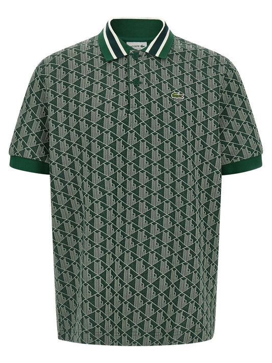 Lacoste monogram-jacquard polo shirt