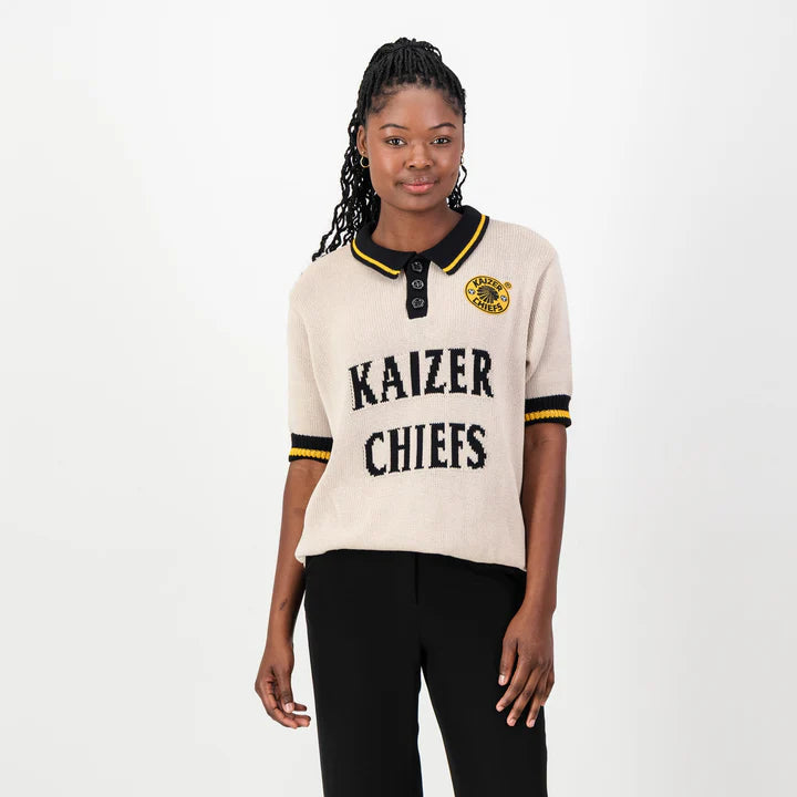 Kaizer Chiefs Heritage 3 Button Polo Knit SS Ivory