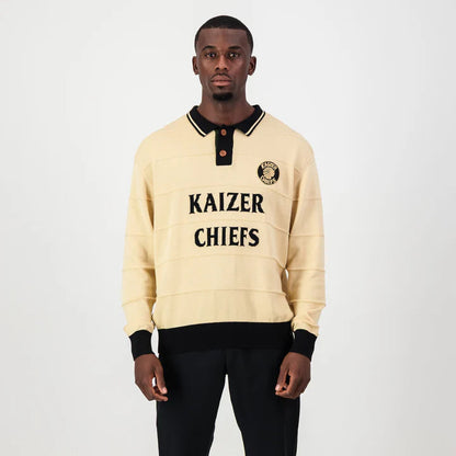 Kaizer Chiefs Heritage 3 Button Polo Knit SS Ivory