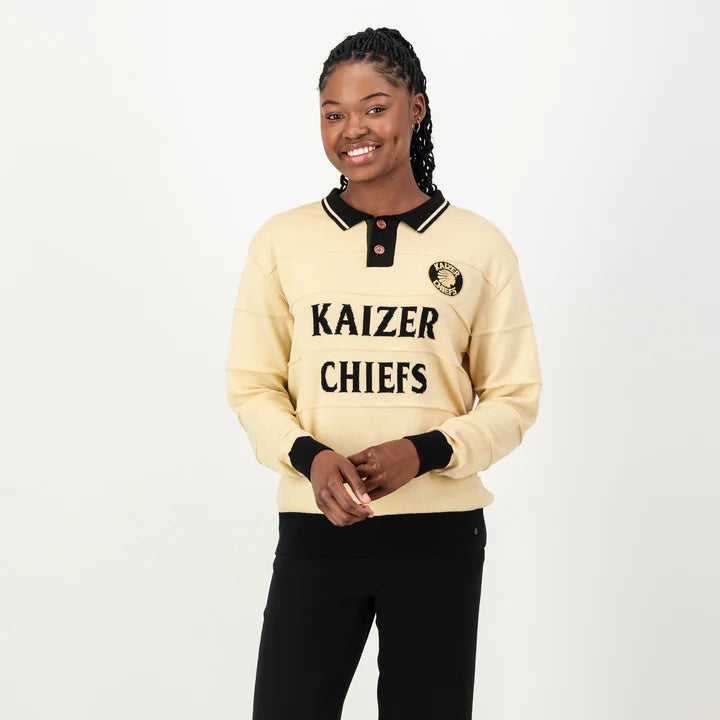 Kaizer Chiefs Heritage 3 Button Polo Knit SS Ivory